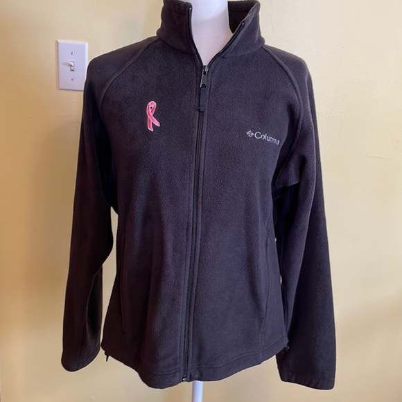 Columbia Jackets & Blazers - Columbia breast cancer awareness fleece jacket full zip with pockets, black/pink